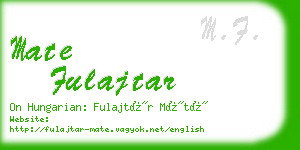 mate fulajtar business card